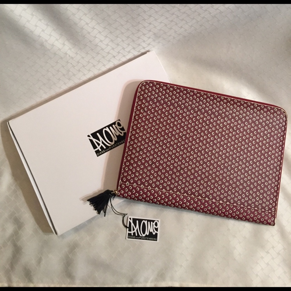 Diane Von Furstenberg Red and White Patterned Laptop Case